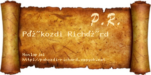 Pákozdi Richárd névjegykártya